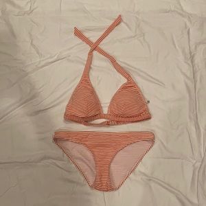 Aeire Bikini Bundle! Top: Large, Bottoms: Medium! White and pink striped!